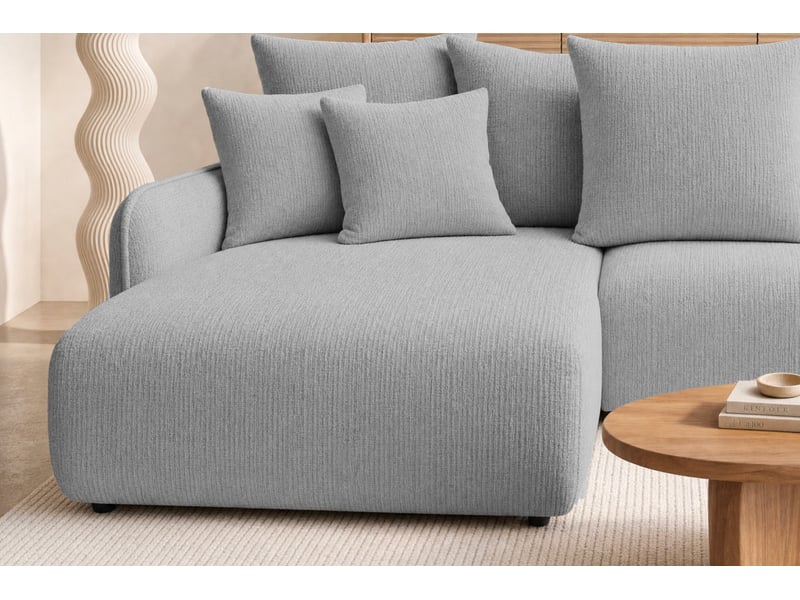  Portofino - canapé d'angle convertible tissu chenille 3 places gris clair  - Conforama E