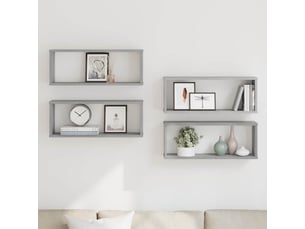 Lot de 4 étagères murales cube, étagères suspendues sonoma gris 60x15x23 cm bois cf43248