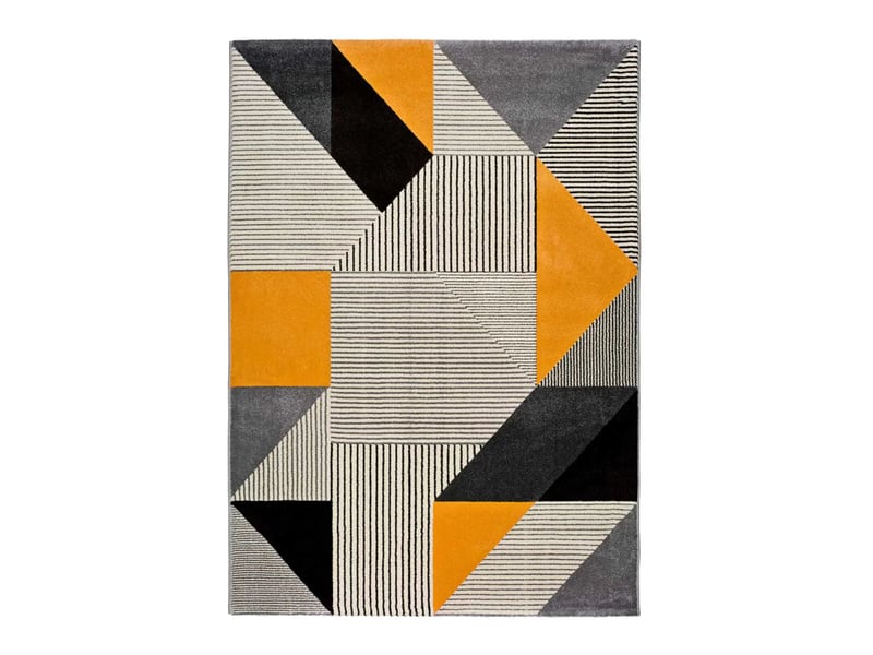  Tapis atticgo gladys rectangulaire gris et moutarde - 100% polypropylène 12138 - Conforama A