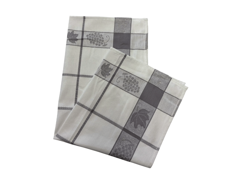 Lot de 6 torchons à carreaux motif feuilles de vignes bleu, rouge et gris 50x70 cm - 100% coton tissage jacquard  - Conforama C
