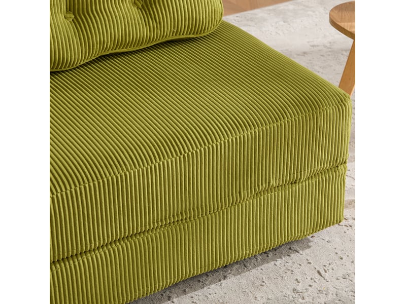  Fauteuil-lit convertible 90x86x84 cm en velours côtelé avec bois vert olive sans matelas  - Conforama D