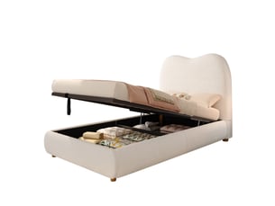 Lit coffre 90x200 cm <strong>WISHDOR</strong> <strong></strong> coloris beige