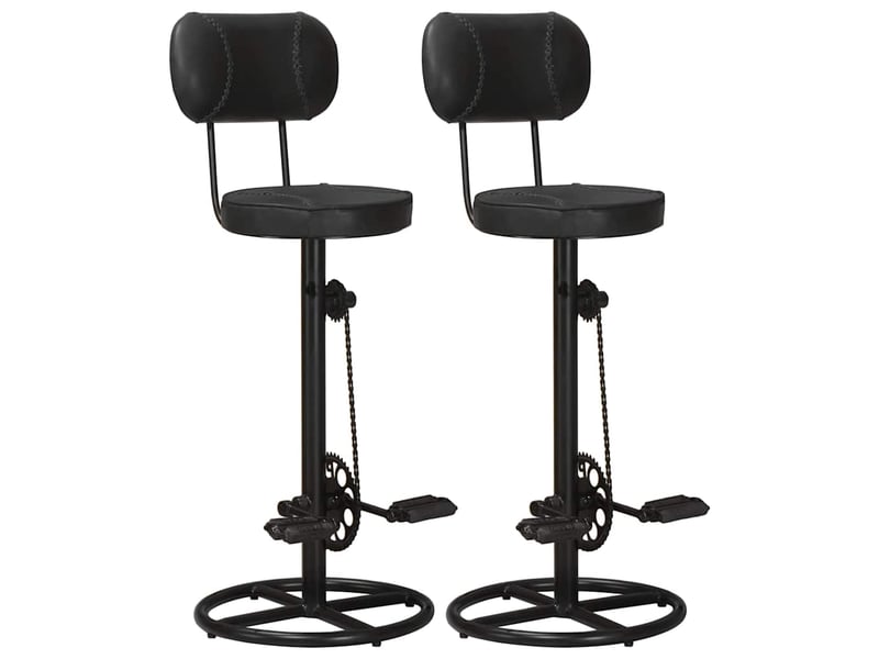  Lot de 2 tabouret de bar, chaise de bar noir cuir de chèvre véritable  - Conforama B