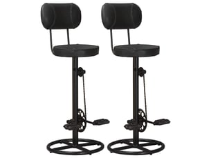 Lot de 2 tabouret de bar, chaise de bar noir cuir de chèvre véritable