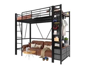 Lit mezzanine 90x200 cm <strong></strong>  <strong></strong> coloris noir