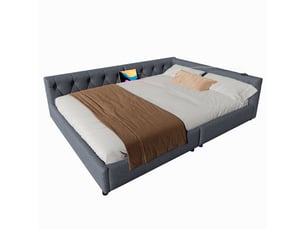 Lit banquette 140x200 cm <strong>KORFEE</strong>  <strong></strong> coloris gris