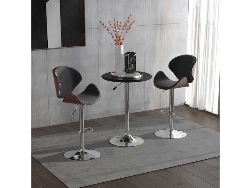  Table de bar à hauteur réglable, piètement pivotant à 360°, base ronde, table haute moderne pour cuisine, ø63 x 67-93 cm, noire  - Conforama D
