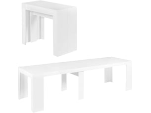 Table console extensible orlando 14 personnes 300 cm bois blanc