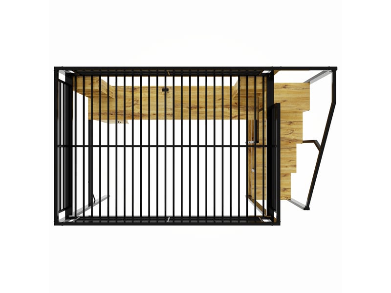  Lit mezzanine 140x200 cm en métal noir avec bureau, armoire, escalier et usb  - Conforama E