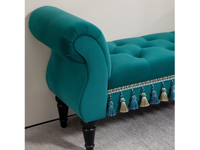  Banquette 117x40x58 cm style vintage cadre en bois vert  - Conforama D