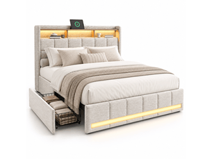 Lit simple 140x190 cm YELENARO coloris beige