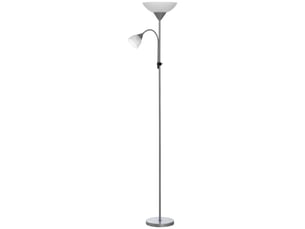 Lampadaire, lampe de salon sur pied avec 2 têtes douille e27 et e14, base en métal dim. Ø28 x 179,5h cm