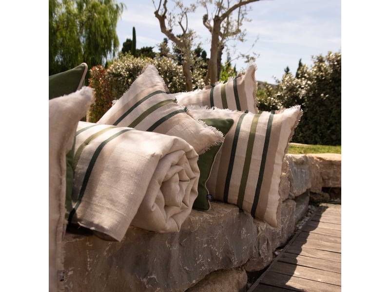  Coussin rayé en lin et coton 45x45 cm  - Conforama B