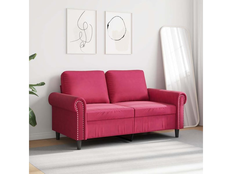  Canapé droit, sofa, canapé à 2 places rouge bordeaux 120 cm velours cf20356  - Conforama C