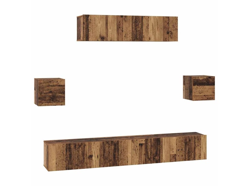  Ensemble meuble tv - banc tv - meuble de rangement 7 pcs bois ancien bois d'ingénierie  - Conforama A