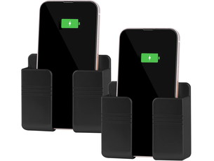 Support mural pour téléphone (2 pièces) - convient pour la cuisine, la chambre, le salon, la salle de bain, etc. - 2 pièces, noir