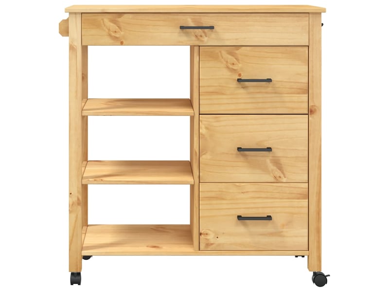  Desserte de cuisine, chariot de rangement 84x40x88.5cm bois massif de pin shl17019  - Conforama E