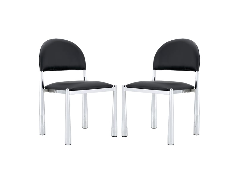  Lot de 2 chaises de salle à manger,45x48x80 cm,similicuir,noir  - Conforama D