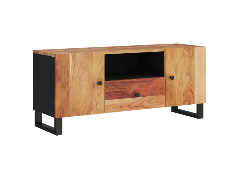 Meuble tv - banc tv - meuble de rangement 105x33,5x46 cm bois d'acacia solide et d'ingénierie  - Conforama A