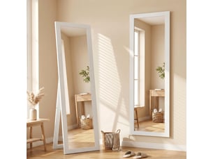 Miroir sur pied et mural rectangulaire avec cadre en mdf blanc