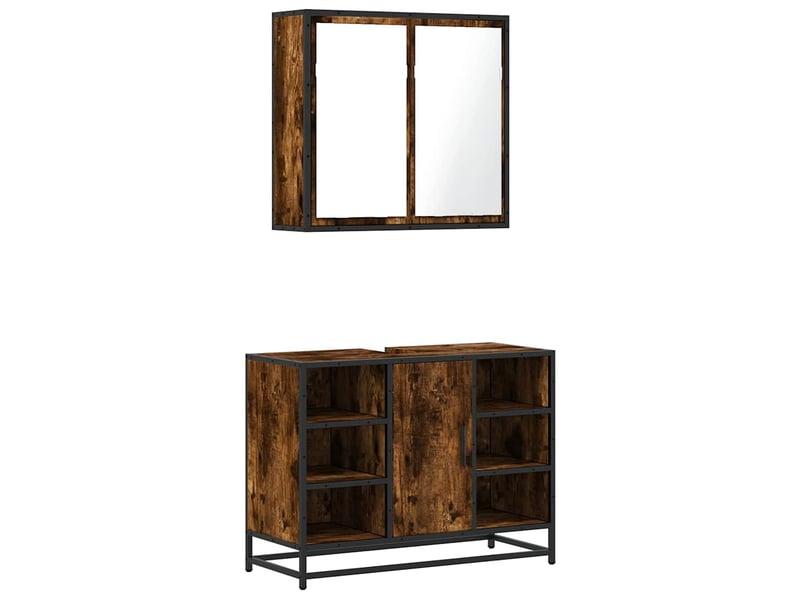 Ensemble de meubles de salle de bain 2 pcs chêne fumé cf63585 - Conforama A