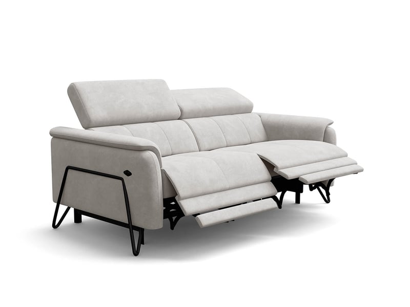  Canapé 3 places roden, 2x relax, tissu velours crème RODEN - Conforama A