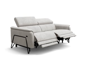 Canapé 3 places roden, 2x relax, tissu velours crème