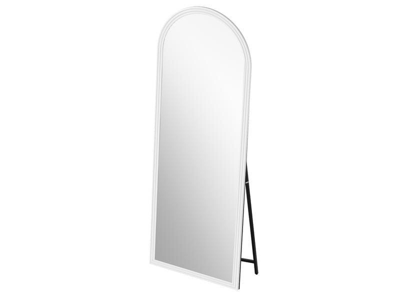  Miroir sur pied 160x50 cm – blanc – cadre en bois, support métal inclinable et image claire sans déformation visible  - Conforama A