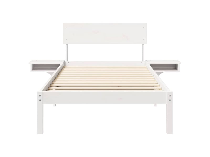 Lit simple- lit adulte - cadre de lit avec tête de lit blanc 90 x 200 cm pin massif - Conforama D