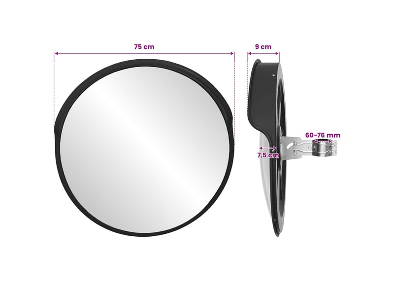 Miroir de circulation convex extérieur noir ø75 cm cf62692 - Conforama E