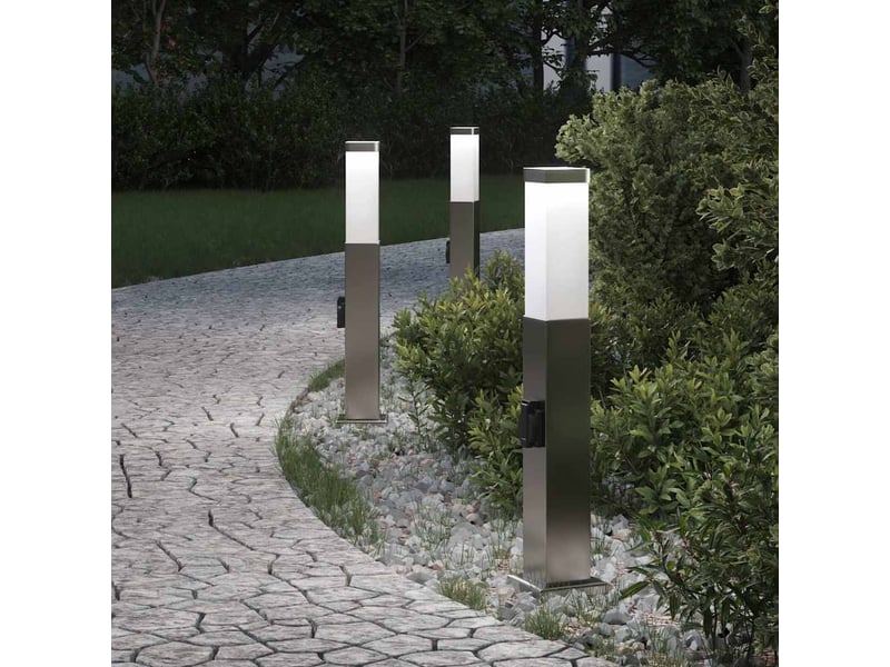  Lot de 3 borne lumineuse avec sortie 50 cm acier inoxydable ip44  - Conforama B