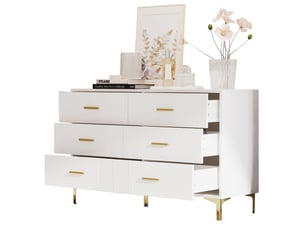 Commode 6 tiroir(s) <strong>MERAX</strong> <strong>commode blanc</strong> coloris blanc largeur 120 cm