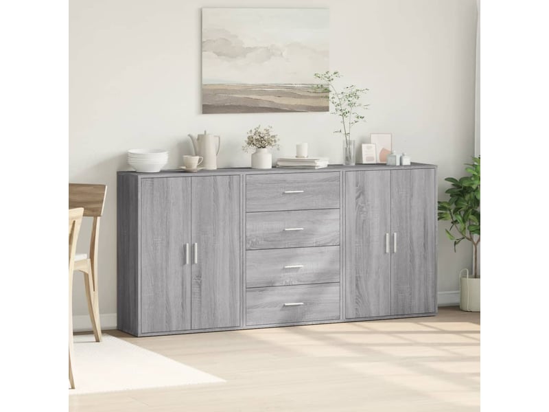 Buffets 3 pcs - bahut - meuble de rangement sonoma gris 60x31x84 cm bois d'ingénierie  - Conforama C