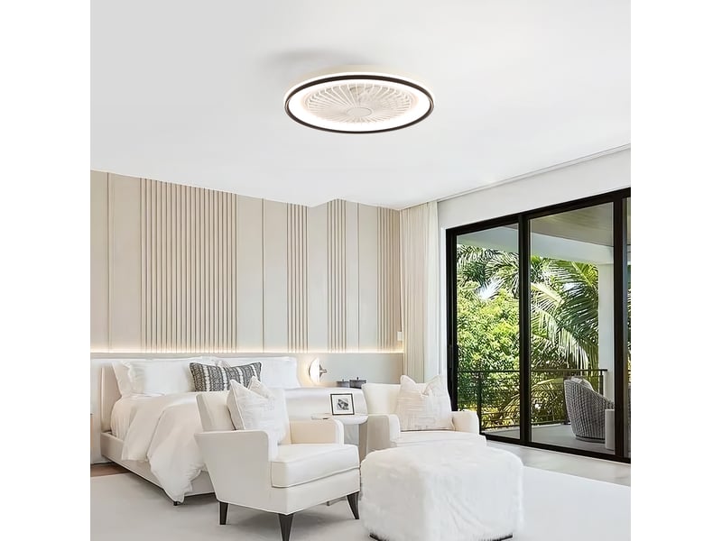  Ventilateur de plafond 48,26x48,26x12,70 cm moteur dc blanc  - Conforama B