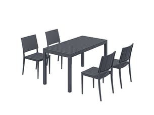 Salon de jardin,141,5x70,5x74,5 cm,5 pièces avec table,métal,gris foncé