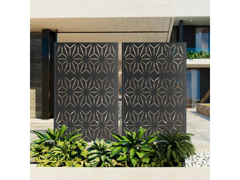  Brise-vue extérieur en métal 183 × 116 cm, panneau décoratif autoportant avec base stable  - Conforama B