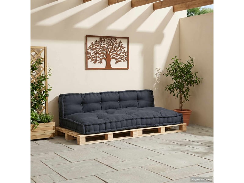 Coussin de canapé sur palette, coussin de chaise 2 pc tissu anthracite cf54201 - Conforama C