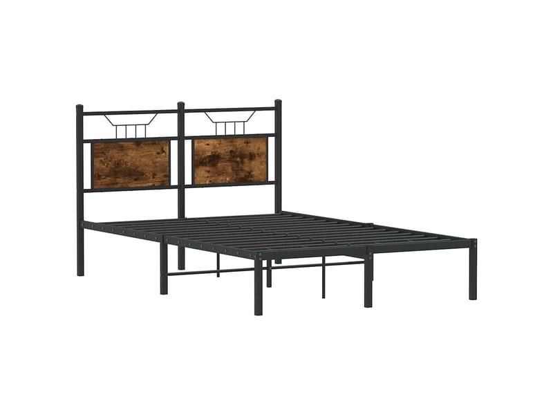  Lit double- lit adulte -  cadre de lit sans matelas chêne fumé 120x190 cm bois ingénierie  - Conforama D