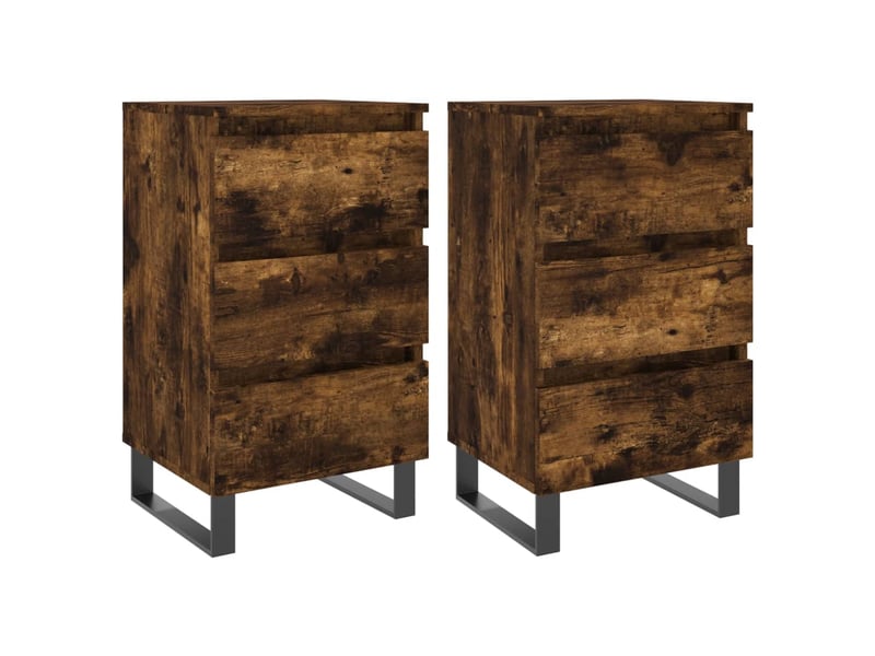  Tables de chevet 2 pièces chêne fumé 40x35x69 cm bois ingénierie  - Conforama A
