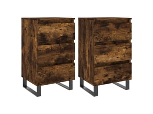 Tables de chevet 2 pièces chêne fumé 40x35x69 cm bois ingénierie