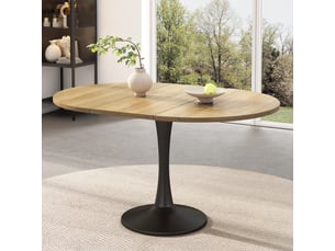 Table à manger ovale extensible,100x100x75 cm,mdf,coloris chêne