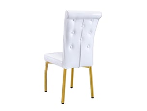 Chaises de salle à manger lot de 2 rembourrées avec boucles cristal - pieds métal doré, pvc blanc