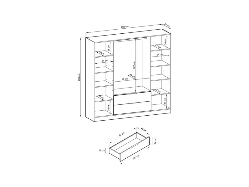 Armoire mirage 4 portes dont 2 miroirs avec penderie - gris MIRAGE - Conforama E