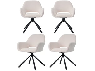 Chaise de salle à manger lot de 4, 60x60x80 cm, design épuré, chaise rotative avec accoudoirs, sherpa, blanc