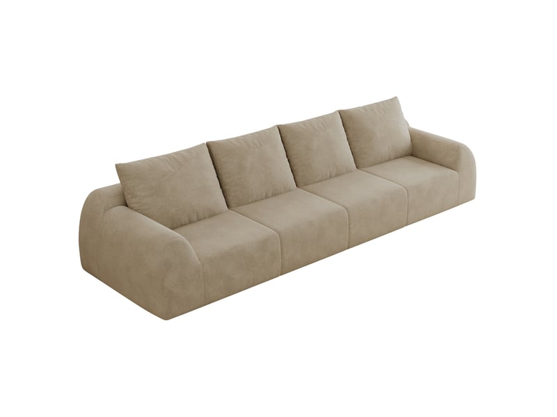  Canapé droit 4 places livré compressé avec mousse haute élasticité, en chenille kaki 324 × 95 × 85 cm  - Conforama A