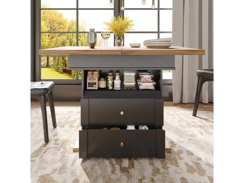  Table de séjour rectangulaire avec allonge noir - 80x110-140max.cm mdf table noir - Conforama D