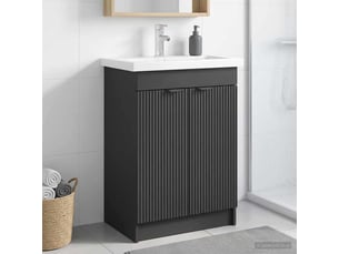 Armoire sous évier de salle de bain, meuble de rangement noir 78.5x37.5x81 cm shl4526