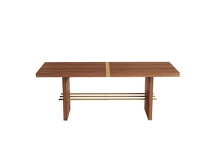 Table à manger moderne noyer+or 180x75 cm, 6-8 personnes, plateau 4 cm, résistant