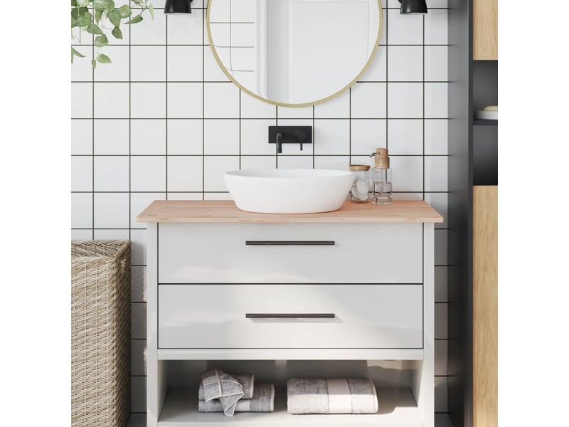 Comptoir de salle de bain, plan de travail 100x50x1,5 cm bois massif de hêtre cf65698  - Conforama B