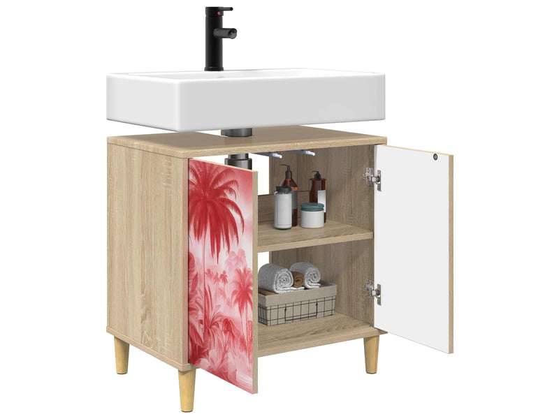  Armoire de salle de bain, meuble de rangement aachen sonoma 60x40x60 cm  - Conforama C